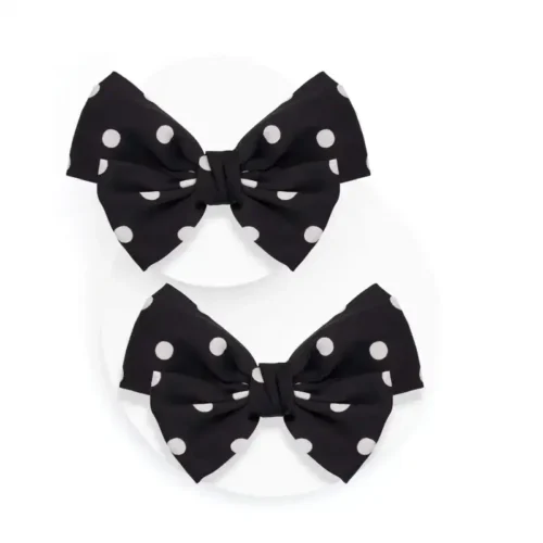 Satenaste sponke s pentljo - Black Dots